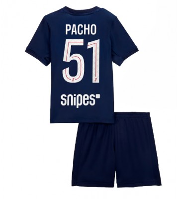 Lacne Dětský Futbalové dres Paris Saint-Germain Willian Pacho #51 2025-26 Krátky Rukáv - Domáci (+ trenírky)
